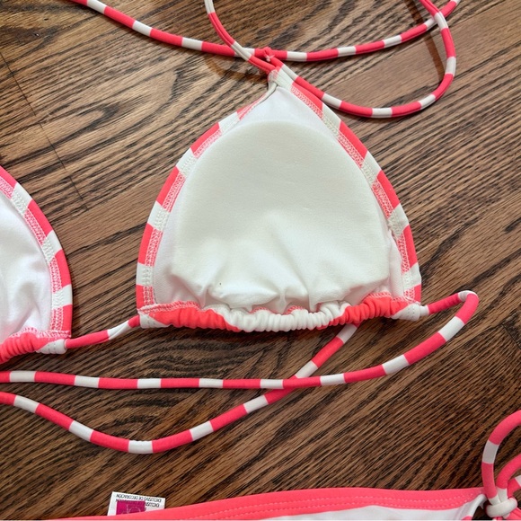 OP NWT striped coral and white stripes with sequin-like print - Picture 10 of 12